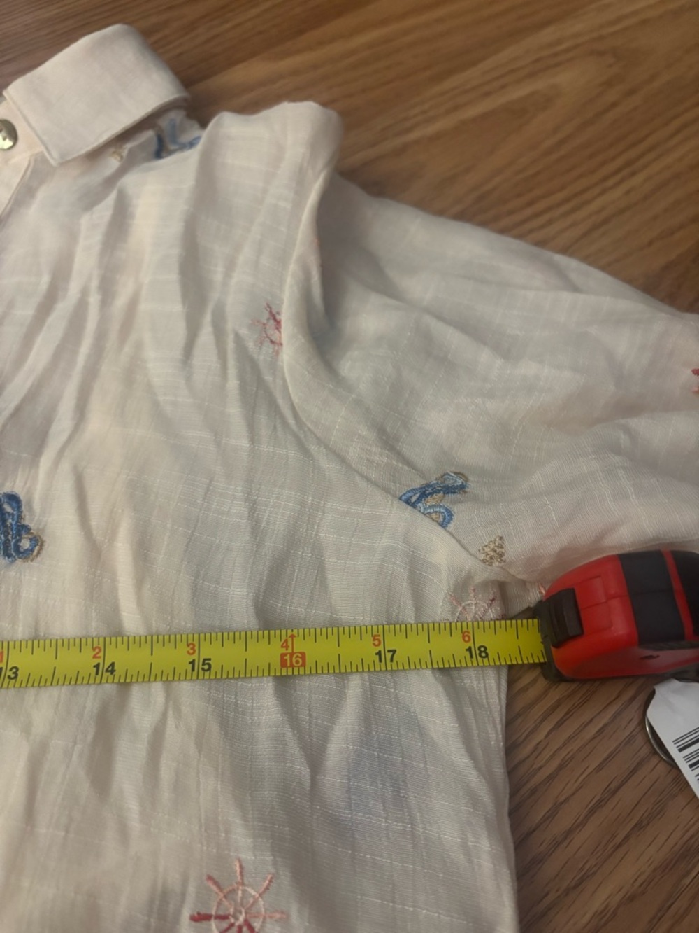 Hope Springs Anchor Sailing Embroidered Tiered Button-Down Shirt Size Small - Picture 6 of 9